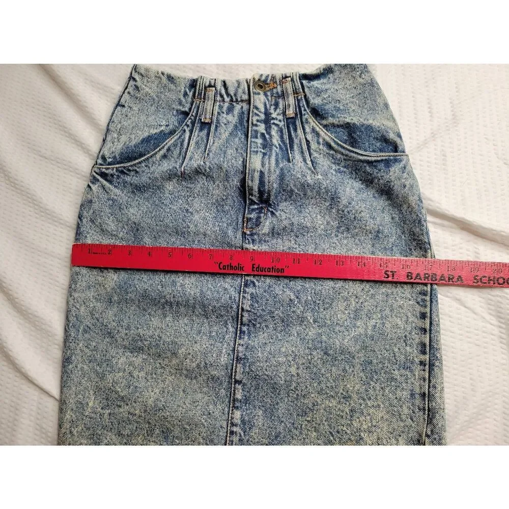 Retro Vintage boho 1970s denim acid wash jean skirt skirt size 3/4 - Picture 5 of 10